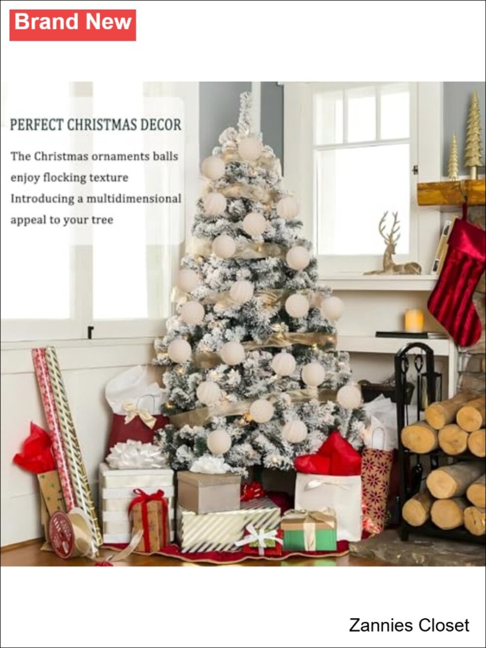 π 16 Pcs Velvet Flocked Shatterproof Christmas Ball Ornaments Hanging Set 2.36 - Picture 5 of 6